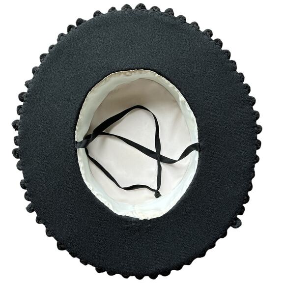 Vintage Black Cordobes, flamenco, Equestrian Hat with wide brim and pom poms - Picture 12 of 12